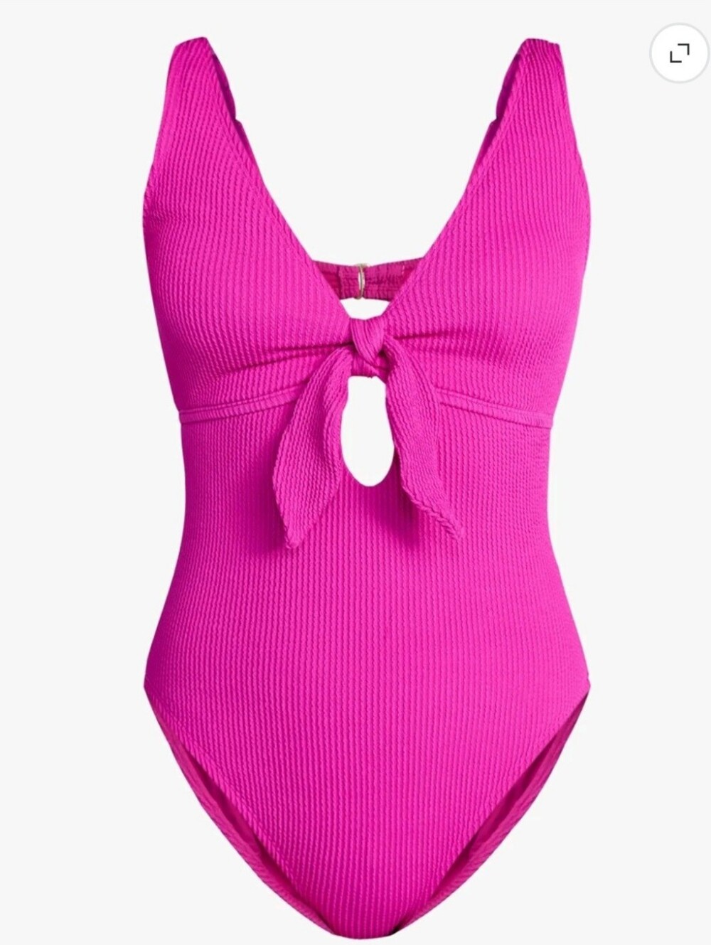 Gorgeous Royal Fuchsia Crinkle Plunge Tie Front One Piece Swimsuit
